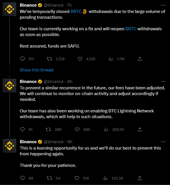 binance coin price to tank 10 as bitcoin withdrawal ban is lifted and then reinstated again 64596961643d9