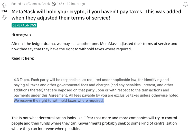 is metamask withholding customers crypto for taxes no its not 646ad2cbe44d8